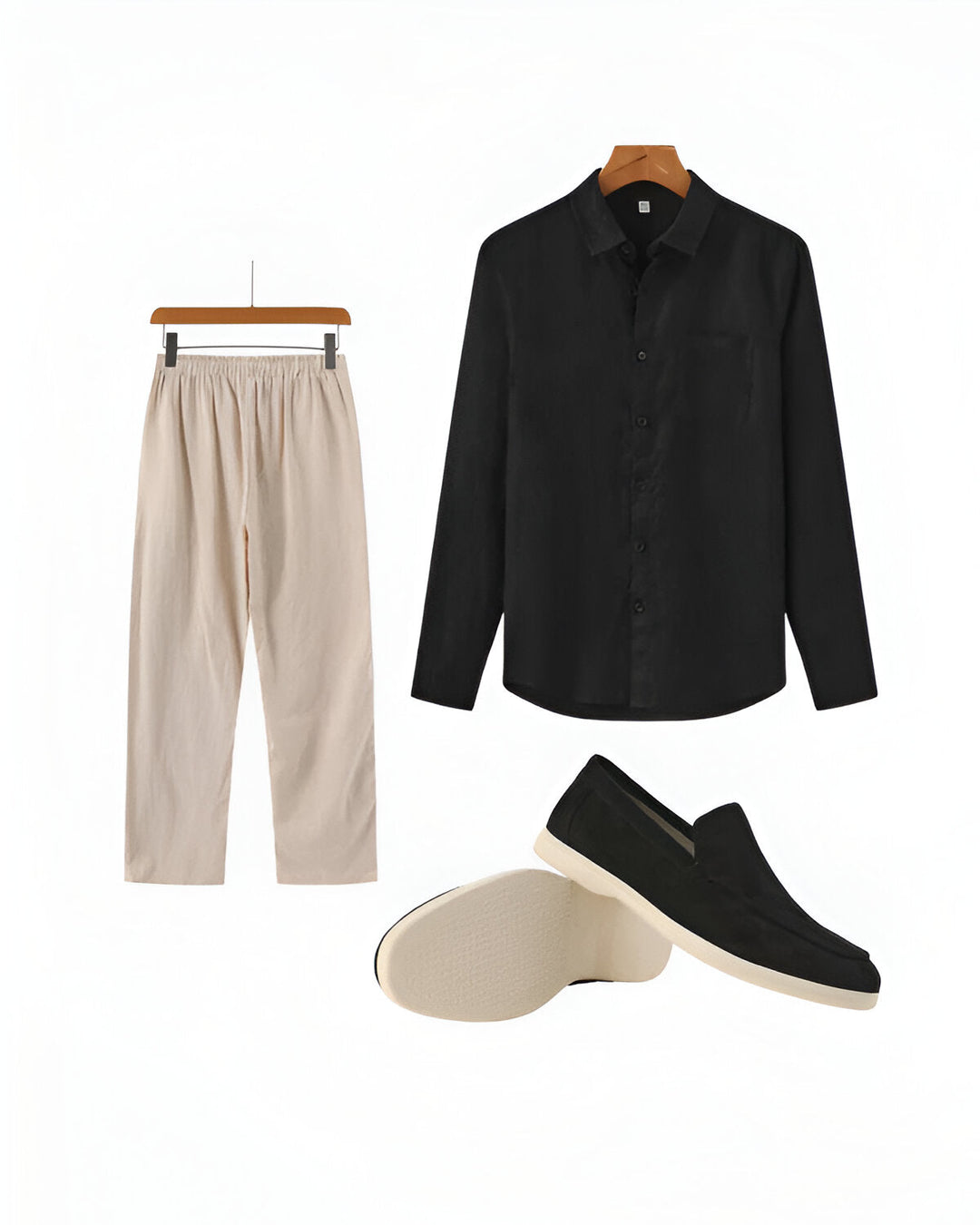 Herren-Sommer-Set | Leinenhemd & -hose + Wildleder-Loafer | Leicht & Elegant