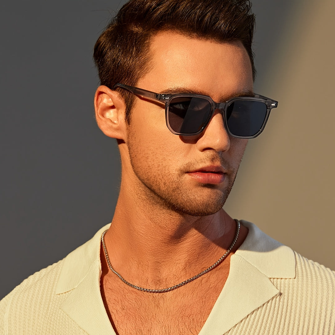 Herren-Sonnenbrille | Vintage Square Frame | Langlebig & leicht | Casual Eyewear