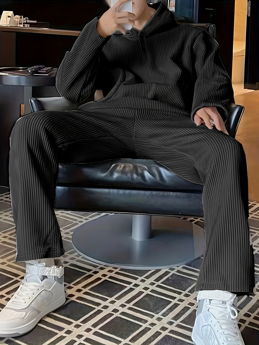 Herren Cord-Kapuzenpulli & Sweatpants Set | Warm & Bequem | Herbst/Winter