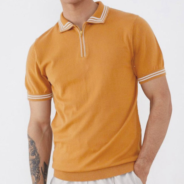 Herren-Poloshirt | Gestreift & Retro-Design | Luftig & Business | Viskose Sommerstil