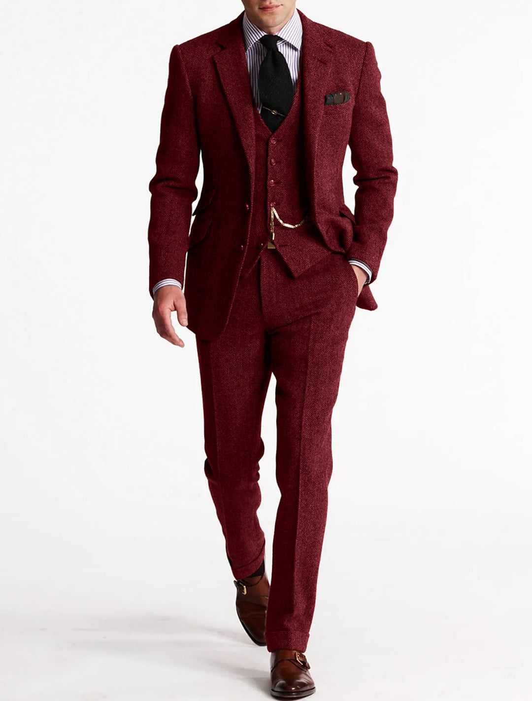 Elegantes 3-teiliges Herrenset mit klassischem Blazer, Weste und Hose für zeitlosen Stil | Stijn