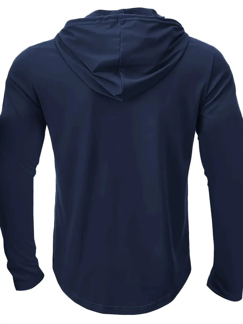 Herren-Kapuzenpullover | Leicht & Atmungsaktiv | Kordelzug & Drei-Knopf-Verschluss | Lässig & Sportlich
