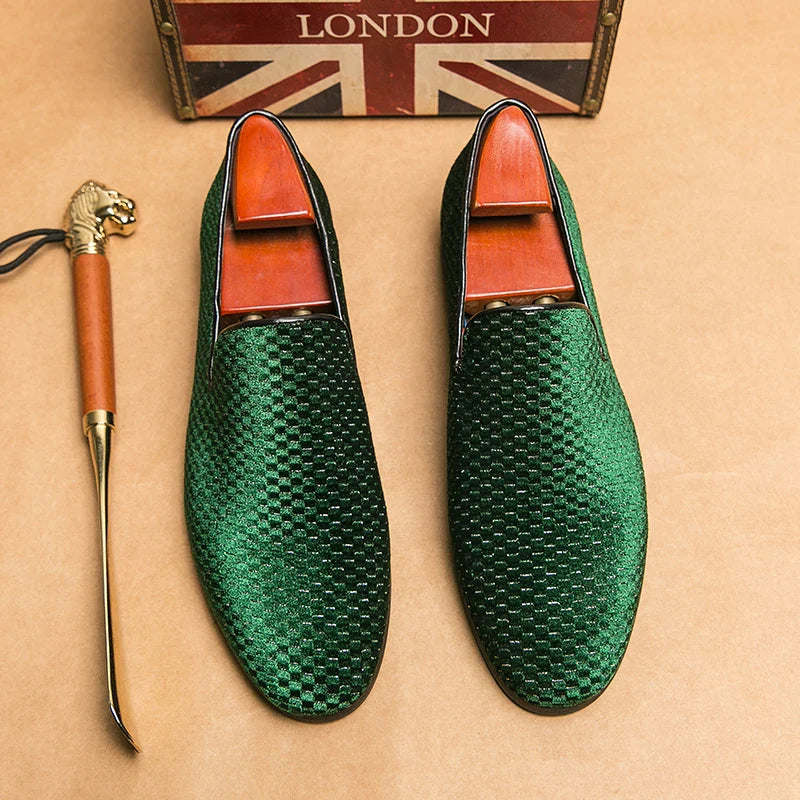 Herren Loafers | Gewebter Samt | Handgefertigt & Bequem | Anzugschuh