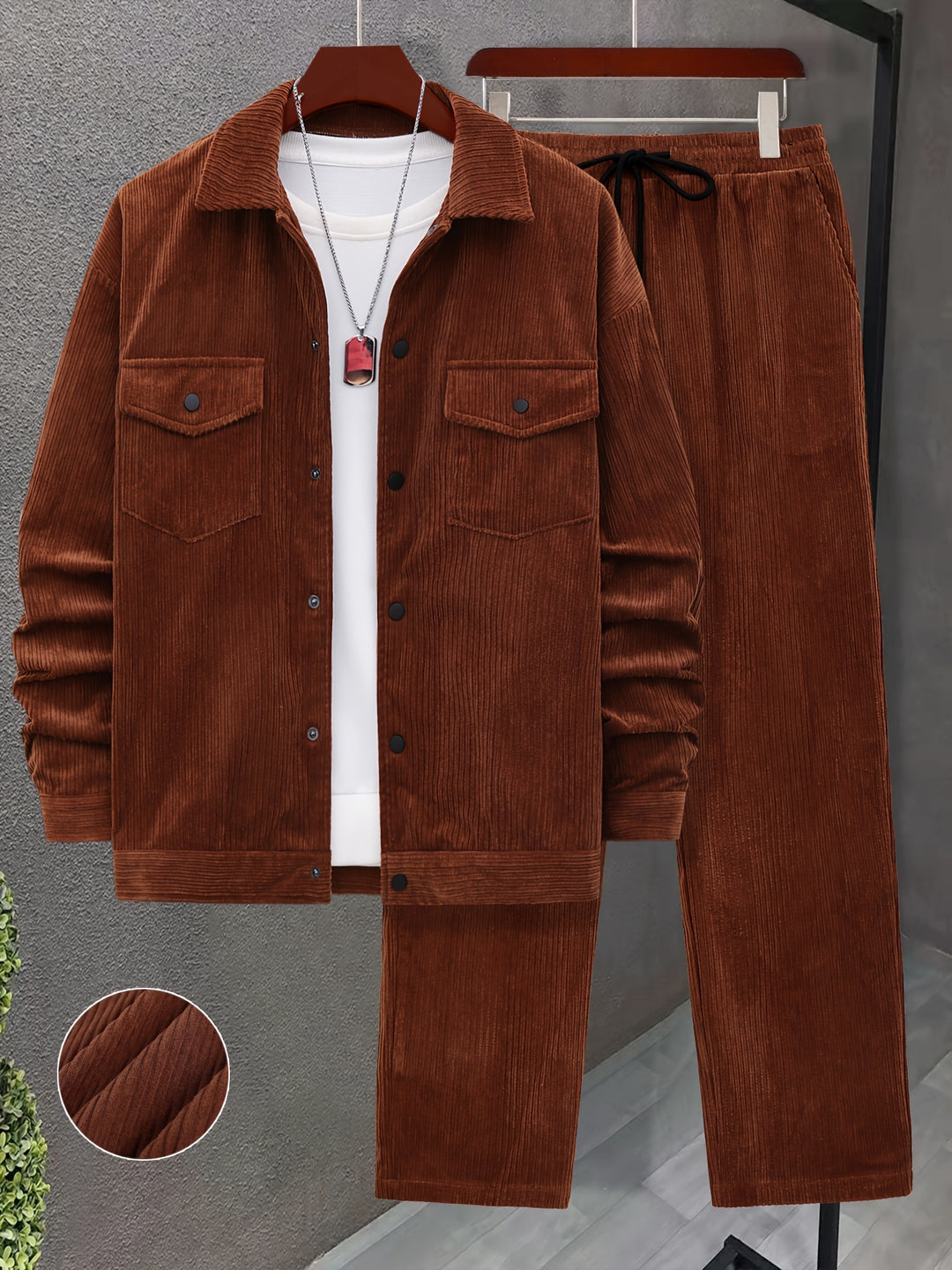 Cord Herren-Set | Trendy & Sophisticated | Geknöpfte Jacke & Entspannte Hose