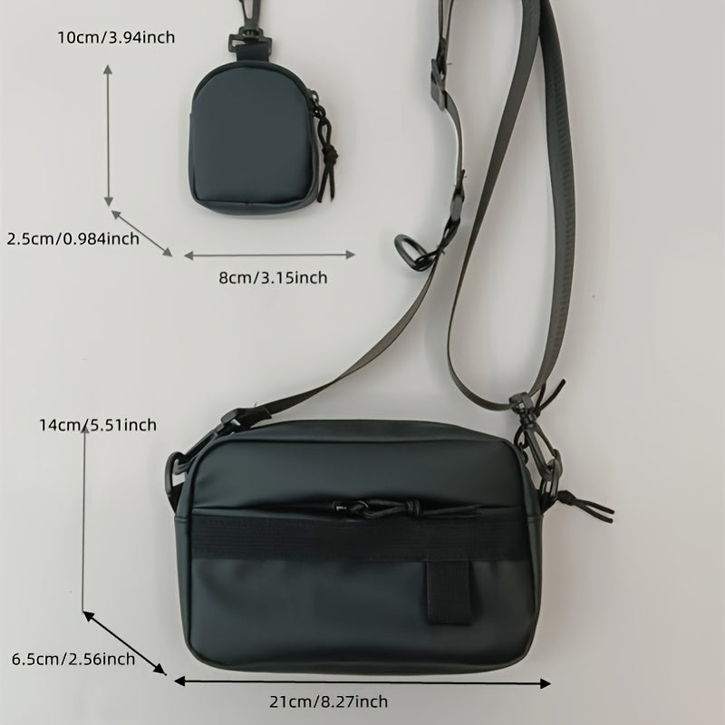 Umhängetasche für Männer | Kompaktes & schlankes Design | Handytasche & verstellbarer Riemen | Grünes Nylon