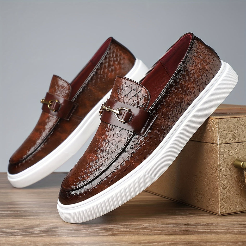 Herren Loafers | Geprägtes Leder | Slip-On mit Schnalle | Casual & Outdoor