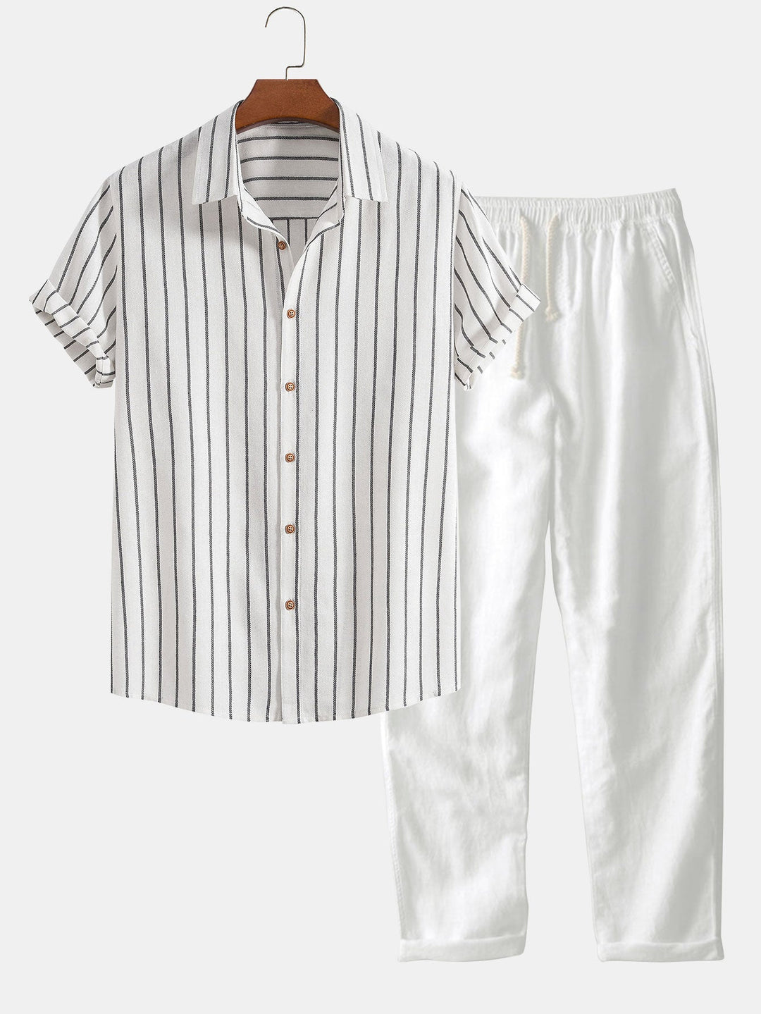 Herren-Set | Kurzarm-Shirt & Hose | Sommerkomfort & Vielseitigkeit | Polyester-Baumwoll-Gemisch
