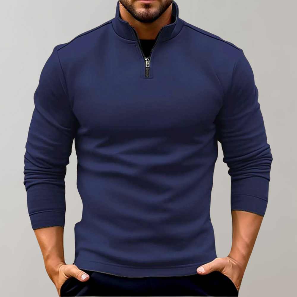 Schicker High-Collar-Pullover mit halbem Reißverschluss für Männer mit gemütlichem Komfort und modernem Stil | Jonathan