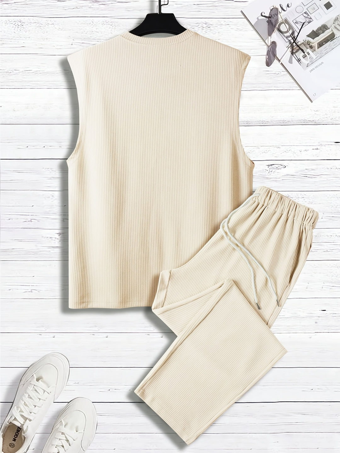 Herrenset | Ärmelloses Tank Top & Hose mit Kordelzug | Lässige Sommerbekleidung
