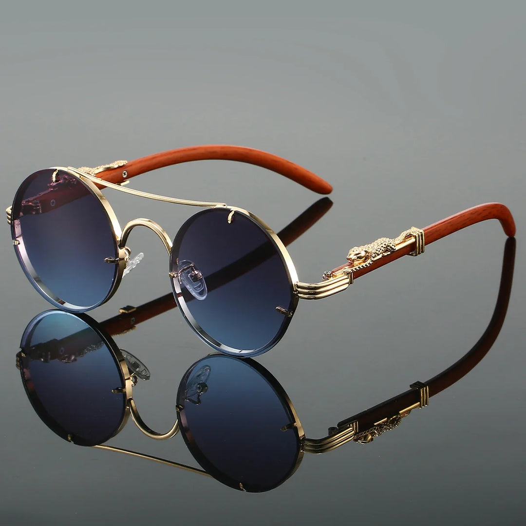 Runde Herren-Sonnenbrille | Vintage Leopard Design | UV400 Schutz | Luxe Retro Look