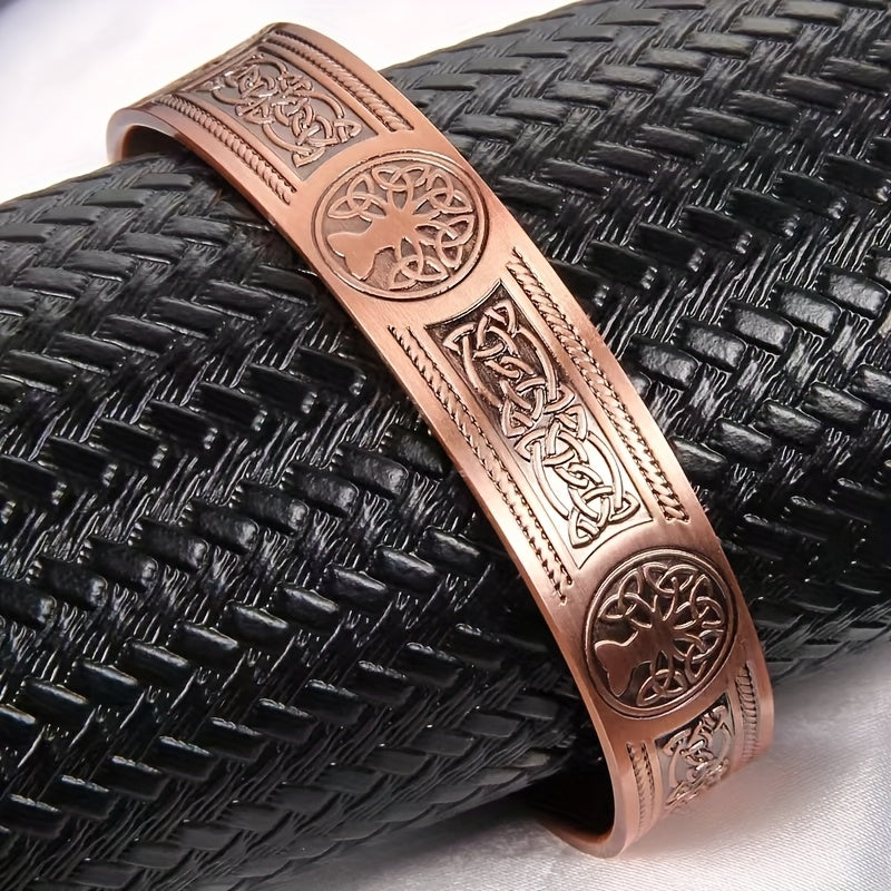 Herrenarmband | Lebensbaum-Design & magnetisch | Verstellbar & symbolisch | Bronze-Zinklegierung