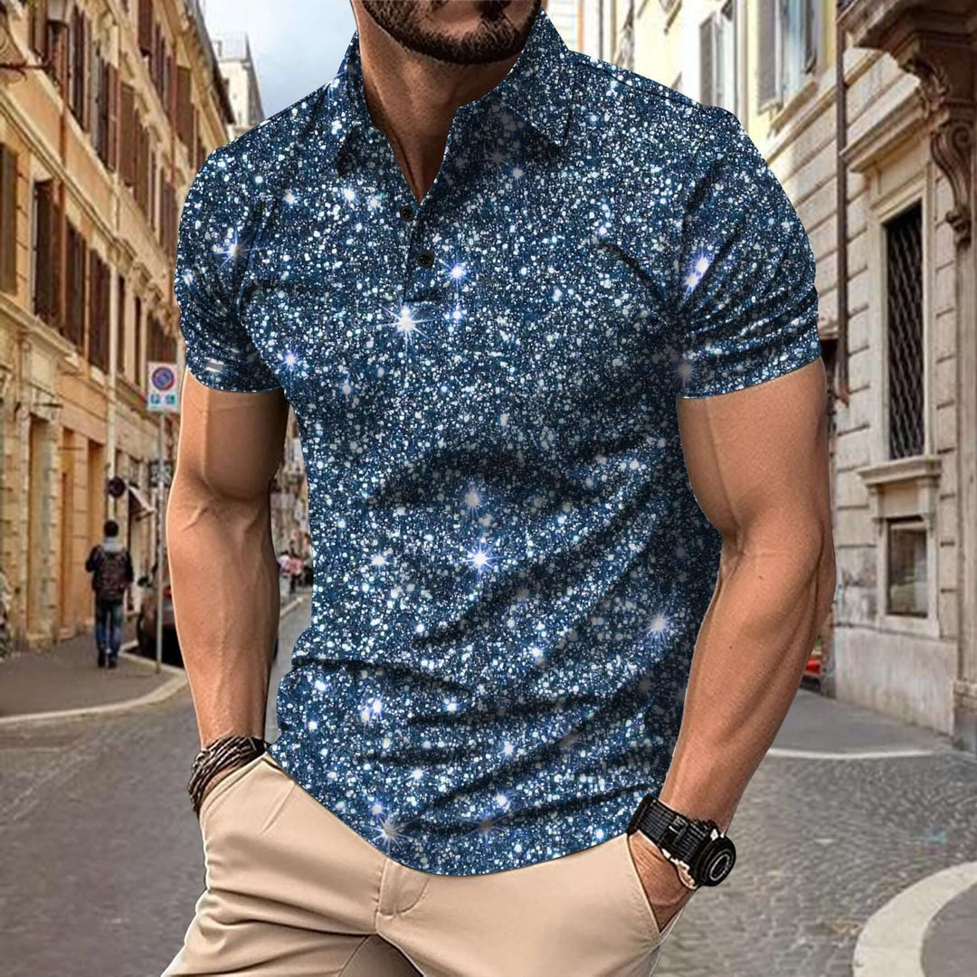 Herren-Poloshirt | Digitaler Sternendruck | Streetstyle & Sommerlook | Polyester