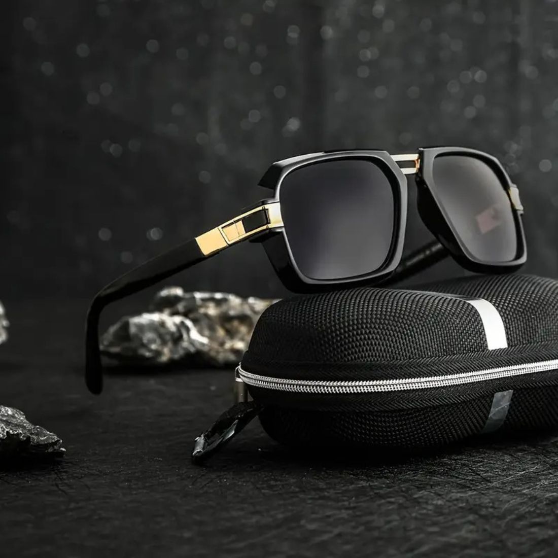 Herren Steampunk-Sonnenbrille | Quadratischer Rahmen | Stilvoll & staubdicht
