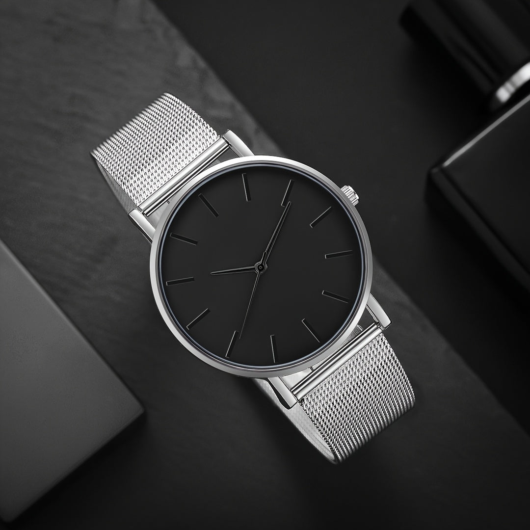 Stilvolles 2er-Set Quarzuhren für Herren mit Aluminiumgehäuse und passendem Armband | Mark