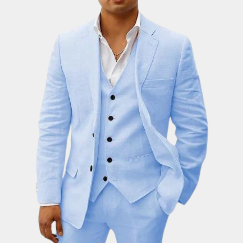 Herren Leinenanzug | 3-teilig | Klassisch & Atmungsaktiv | Hochzeit & Sommerlook