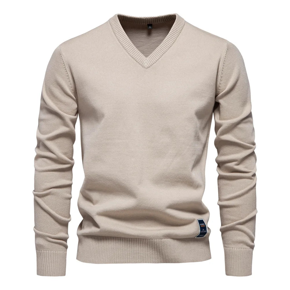 Herren - Klassischer V-Ausschnitt Pullover - Weiches Strickmaterial - Eleganten Tragekomfort