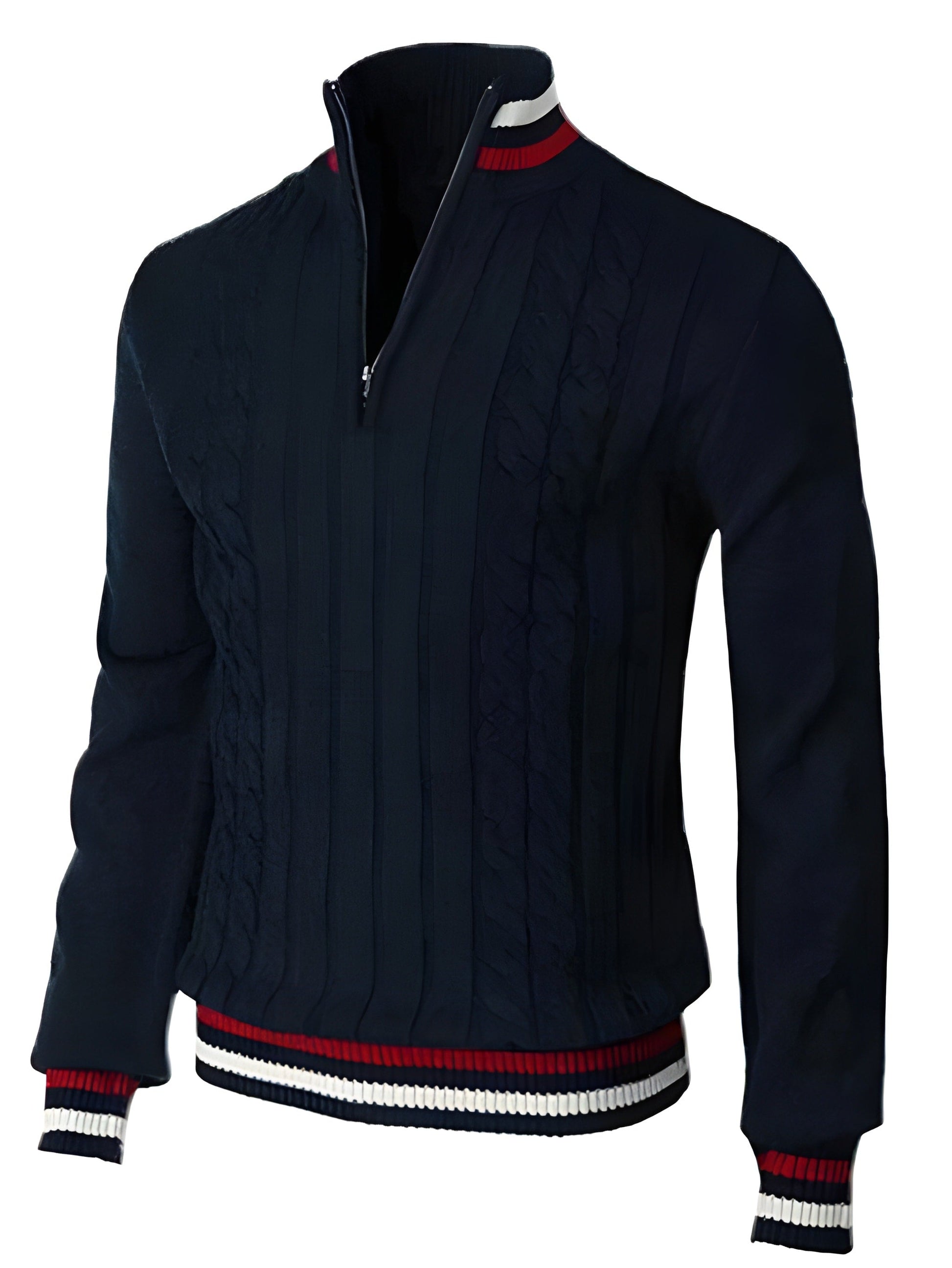 Herren - Pullover - Grob gestricktes - Polyester - Schmale Passform mit Reißverschlüssen für stilvolle Eleganz