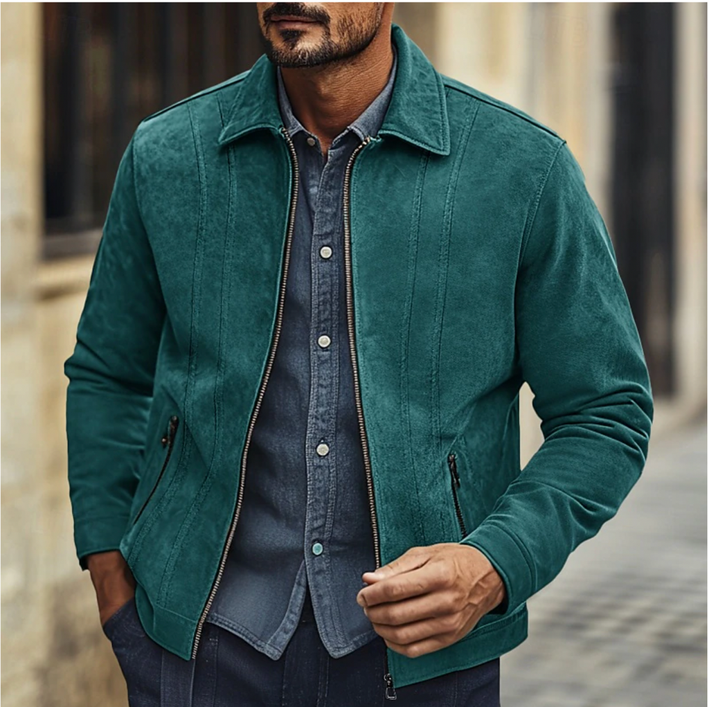 Schicke und bequeme Wildlederjacke für Männer mit lässigem Stil und einzigartigem Design | Olivier