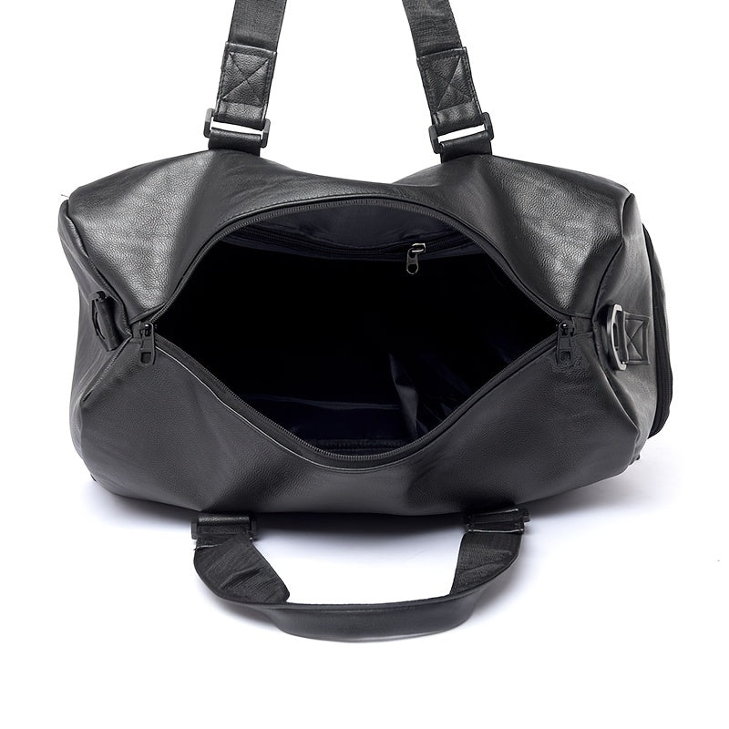 Reisetasche für Männer | Vintage-Stil | Teleskopgriff & Umhängeriemen | Schwarz