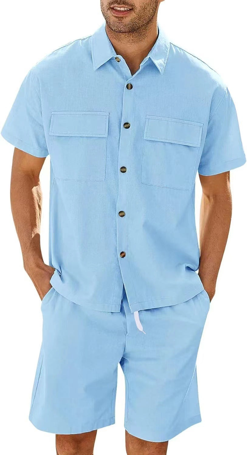 Herren-Set | Rippengewebe & Cargo-Details | Leicht & atmungsaktiv | Streetwear-Sommerlook