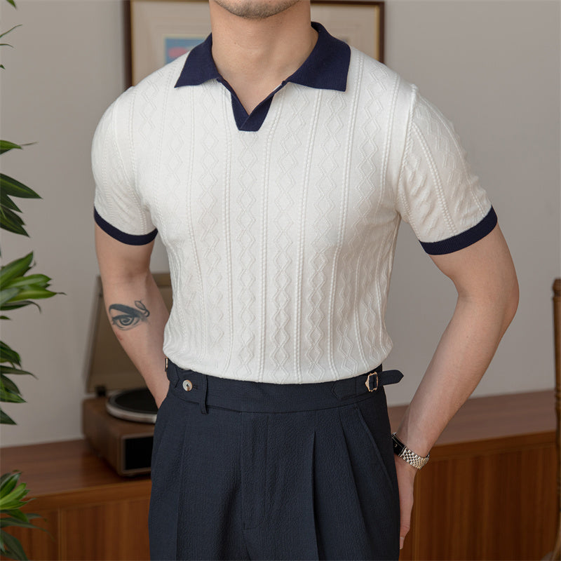 Herren-Poloshirt | Gestrickt & Kurzarm | Lässig & Hochwertig | Locker sitzend & Einfarbig