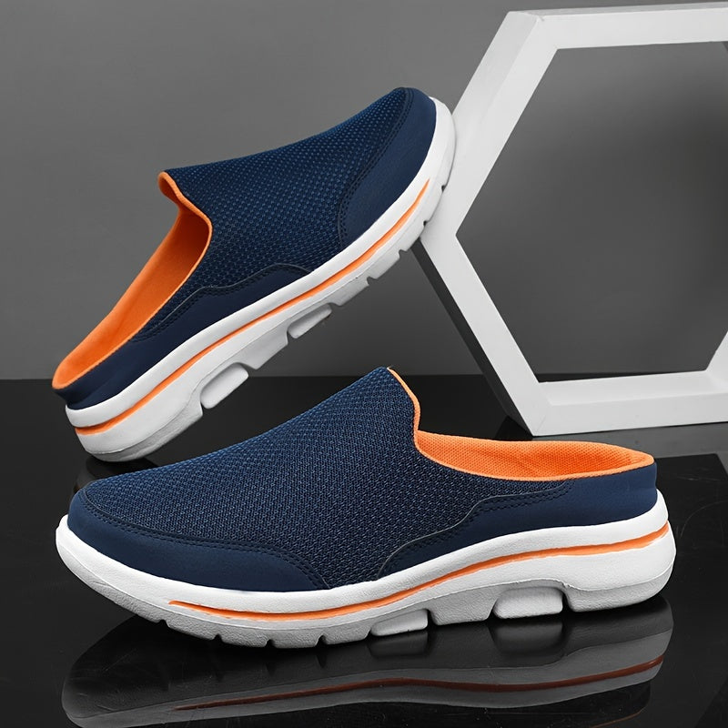 Herren-Einstiegs-Sneaker | Leichtes & atmungsaktives Mesh | MD-Sohle | Marineblau mit orangen Akzenten