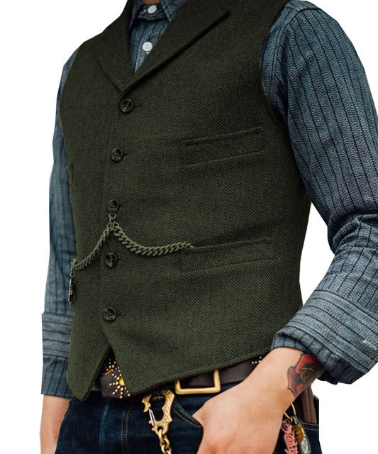 Elegante und stilvolle Herren Strickjacke mit V-Ausschnitt und Fischgrätenmuster | Fabian