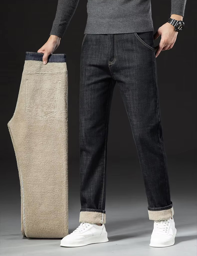 Stylische Denim-Jeans mit Fleece-Futter für Männer mit überlegener Wärme und Komfort | Rich