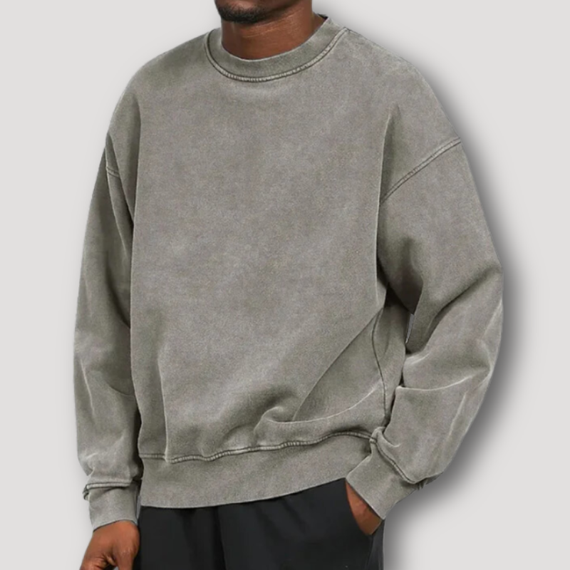 Vintage-inspirierter Relaxed Fit Pullover mit Rundhalsausschnitt und langen Ärmeln für Männer | Timo