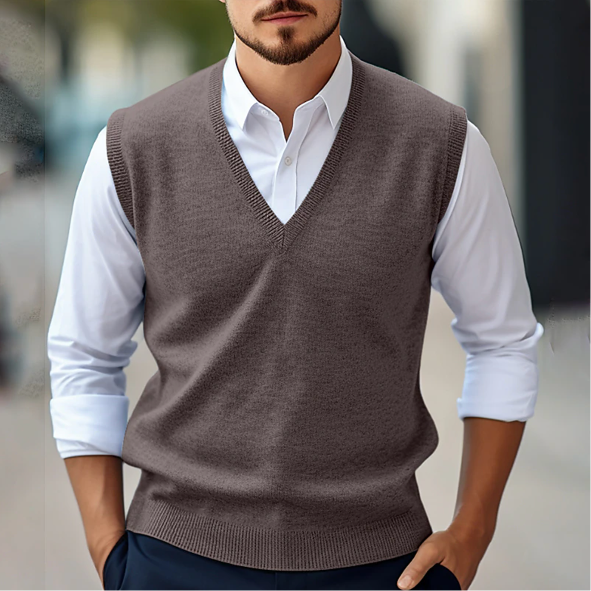 Ärmelloser Pullover mit V-Ausschnitt für mühelosen Stil und vielseitigen Komfort | Dennis