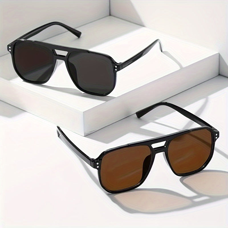 Herren-Sonnenbrille | Doppelter Steg & Sportliches Design | Entspiegelte Gläser | 2er-Set