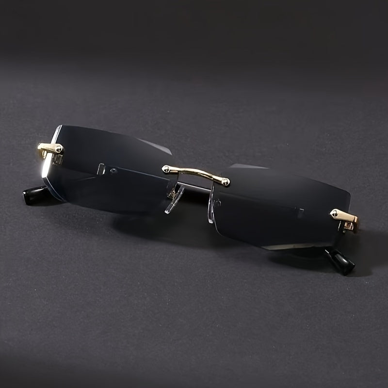 Quadratische rahmenlose Vintage-Brille für Herren mit Edelstahlrahmen und PC-Gläsern | Oliver