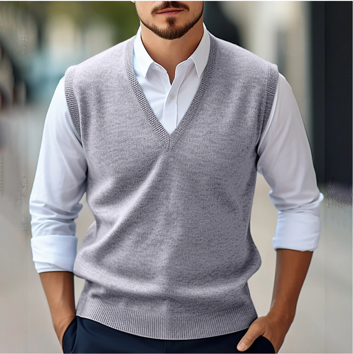 Ärmelloser Pullover mit V-Ausschnitt für mühelosen Stil und vielseitigen Komfort | Dennis