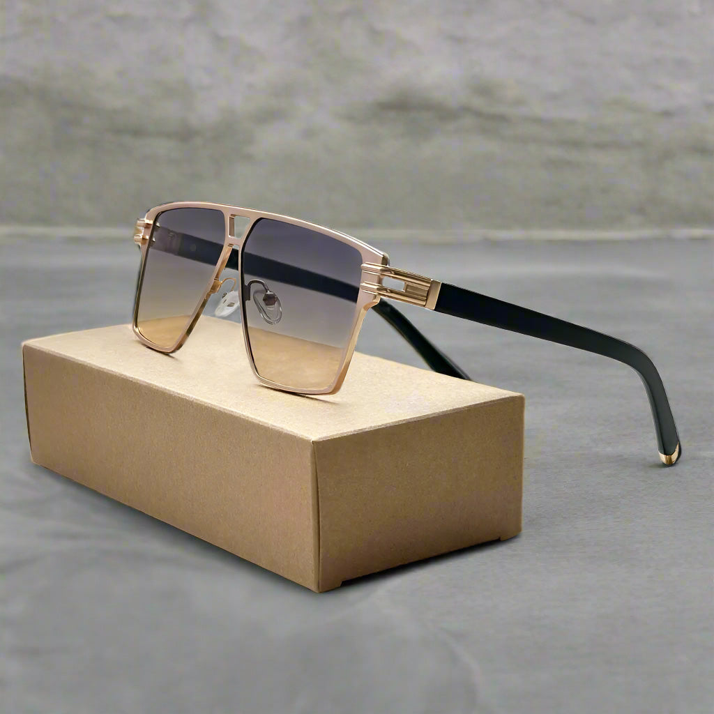 Herren-Sonnenbrille | Schlankes, kantiges Design | UV400 & kratzfest | Edelstahlrahmen