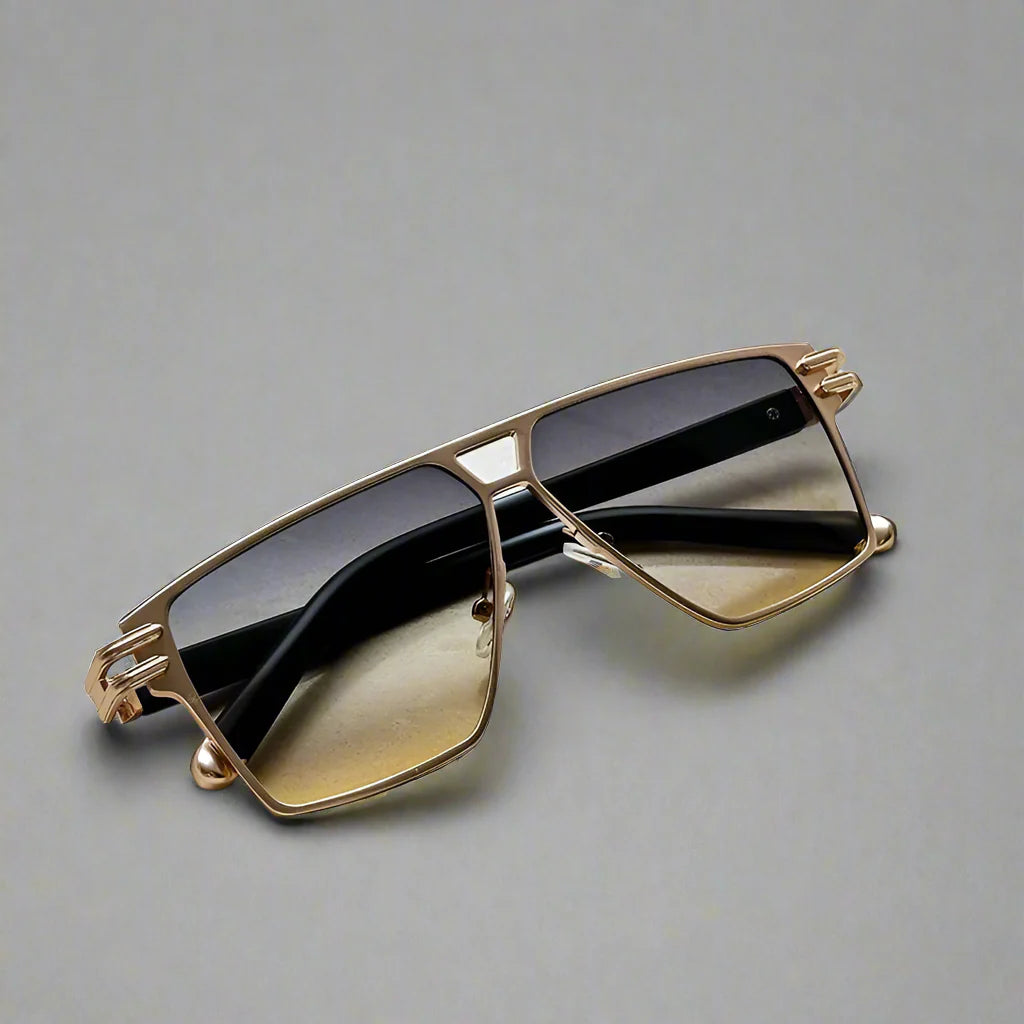 Herren-Sonnenbrille | Schlankes, kantiges Design | UV400 & kratzfest | Edelstahlrahmen