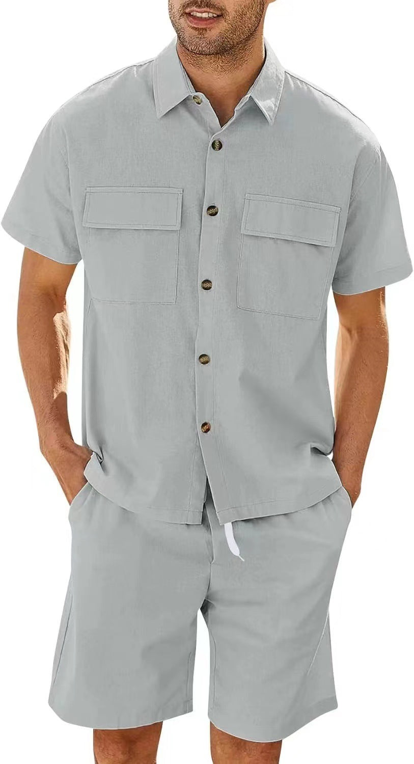 Herren-Set | Rippengewebe & Cargo-Details | Leicht & atmungsaktiv | Streetwear-Sommerlook