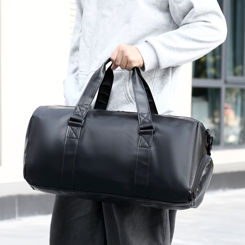 Reisetasche für Männer | Vintage-Stil | Teleskopgriff & Umhängeriemen | Schwarz