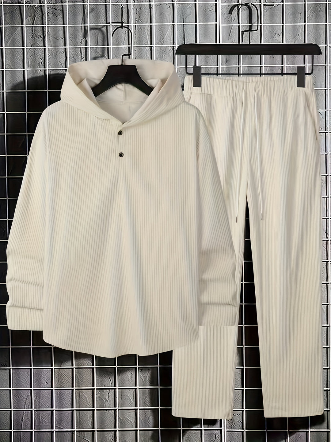 Herren Cord-Kapuzenpulli & Sweatpants Set | Warm & Bequem | Herbst/Winter