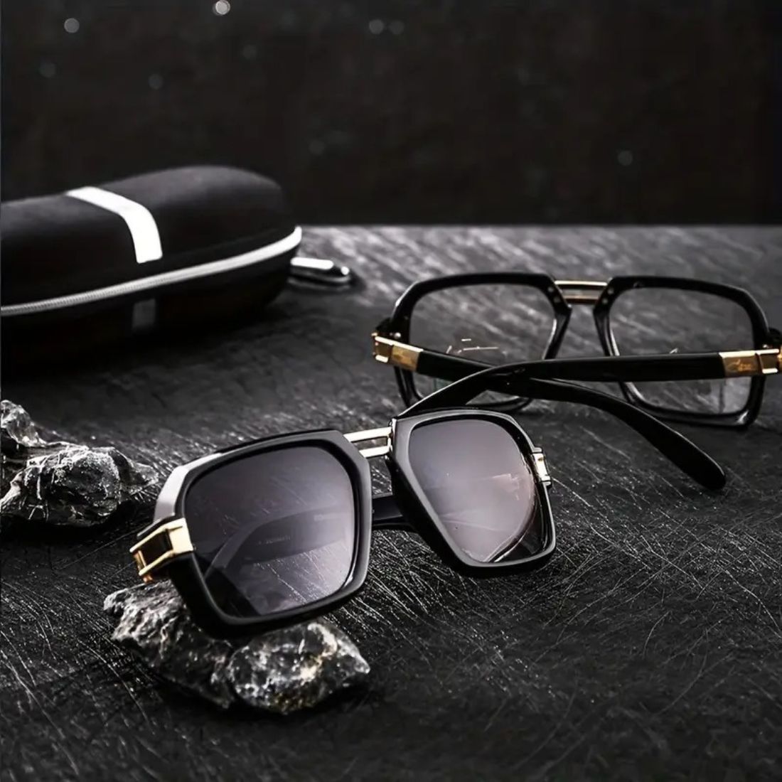 Herren Steampunk-Sonnenbrille | Quadratischer Rahmen | Stilvoll & staubdicht