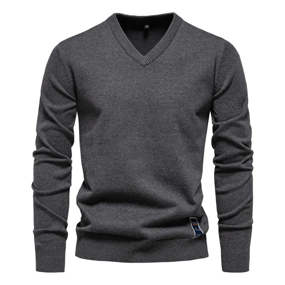 Herren - Klassischer V-Ausschnitt Pullover - Weiches Strickmaterial - Eleganten Tragekomfort