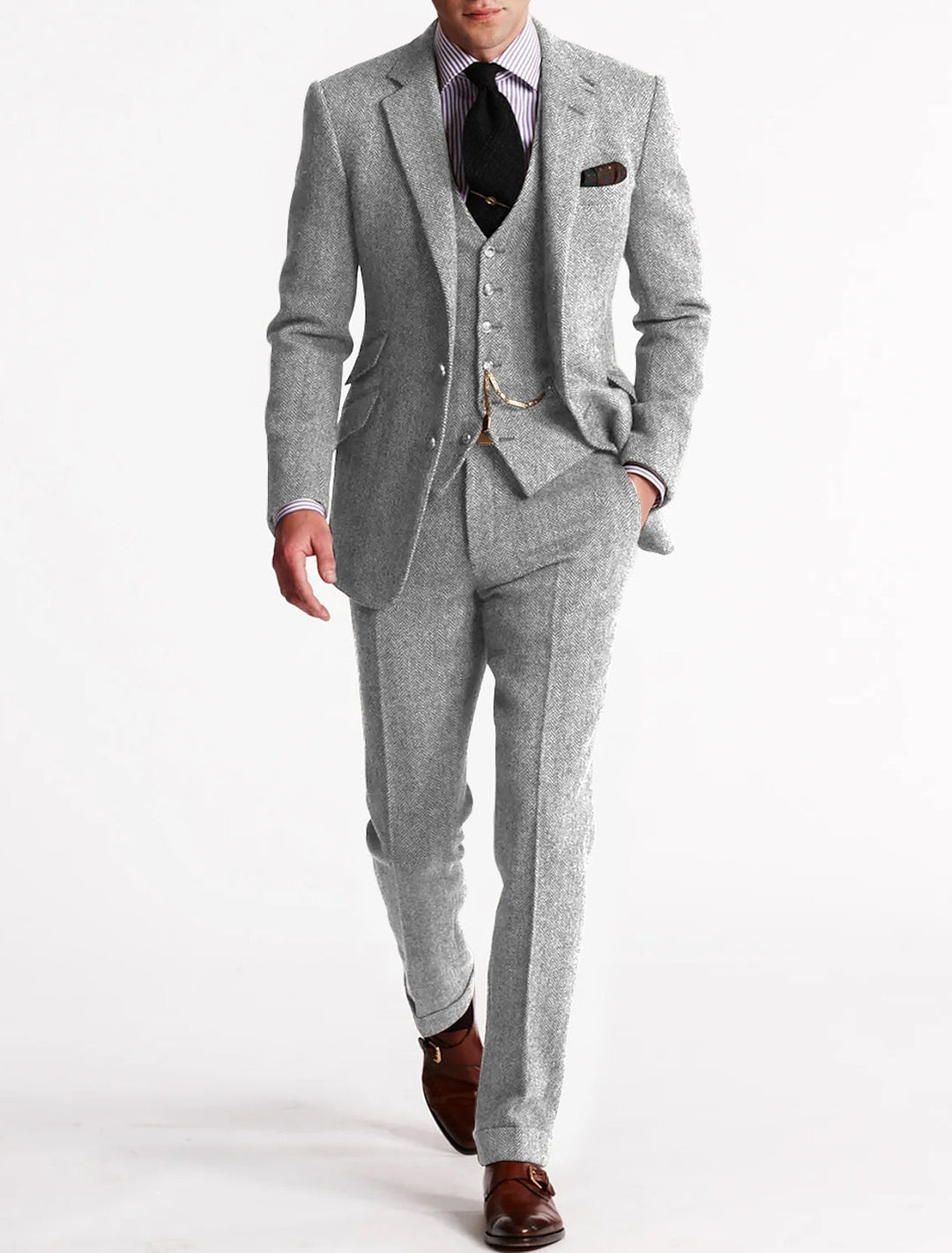Elegantes 3-teiliges Herrenset mit klassischem Blazer, Weste und Hose für zeitlosen Stil | Stijn