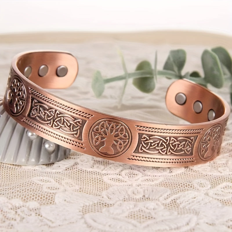 Herrenarmband | Lebensbaum-Design & magnetisch | Verstellbar & symbolisch | Bronze-Zinklegierung