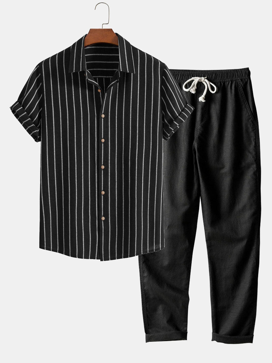 Herren-Set | Kurzarm-Shirt & Hose | Sommerkomfort & Vielseitigkeit | Polyester-Baumwoll-Gemisch