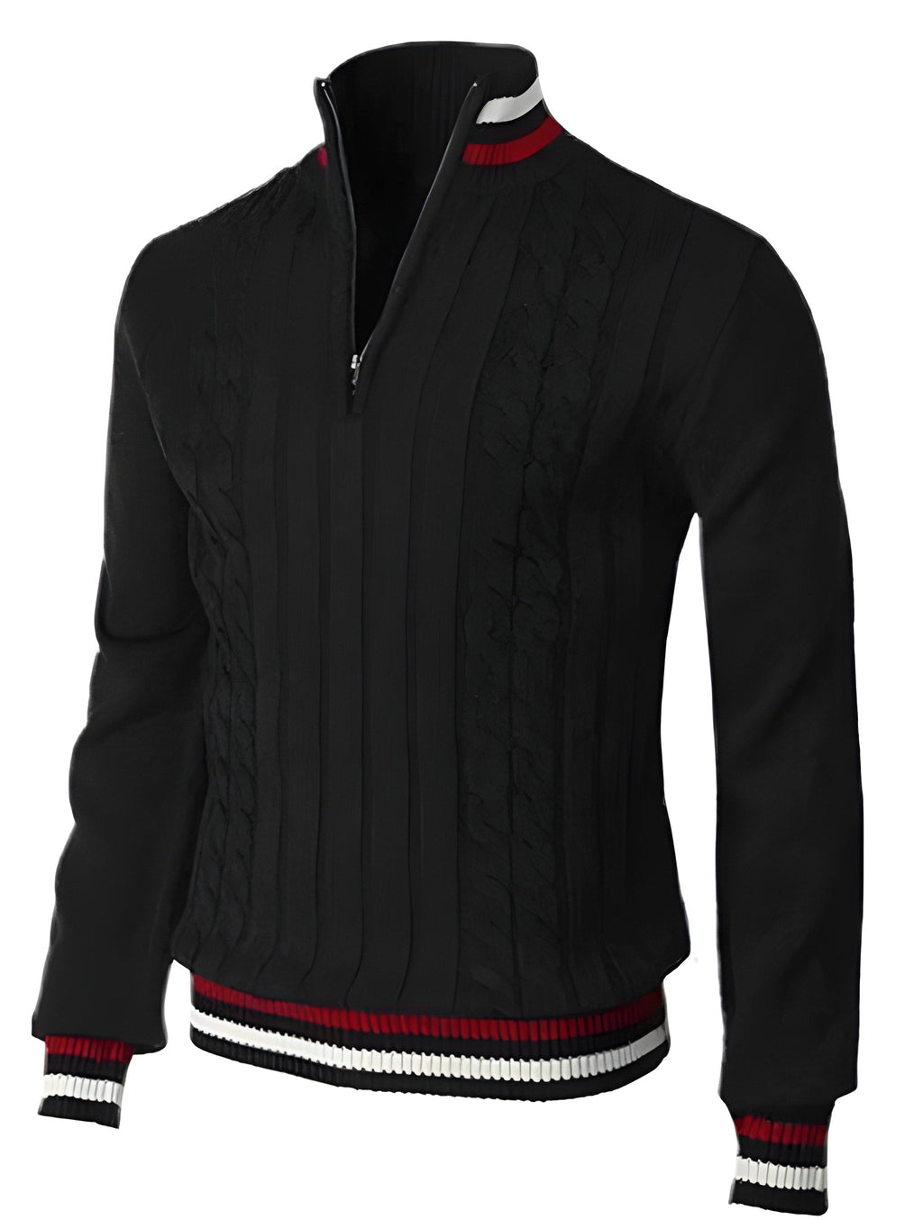 Herren - Pullover - Grob gestricktes - Polyester - Schmale Passform mit Reißverschlüssen für stilvolle Eleganz