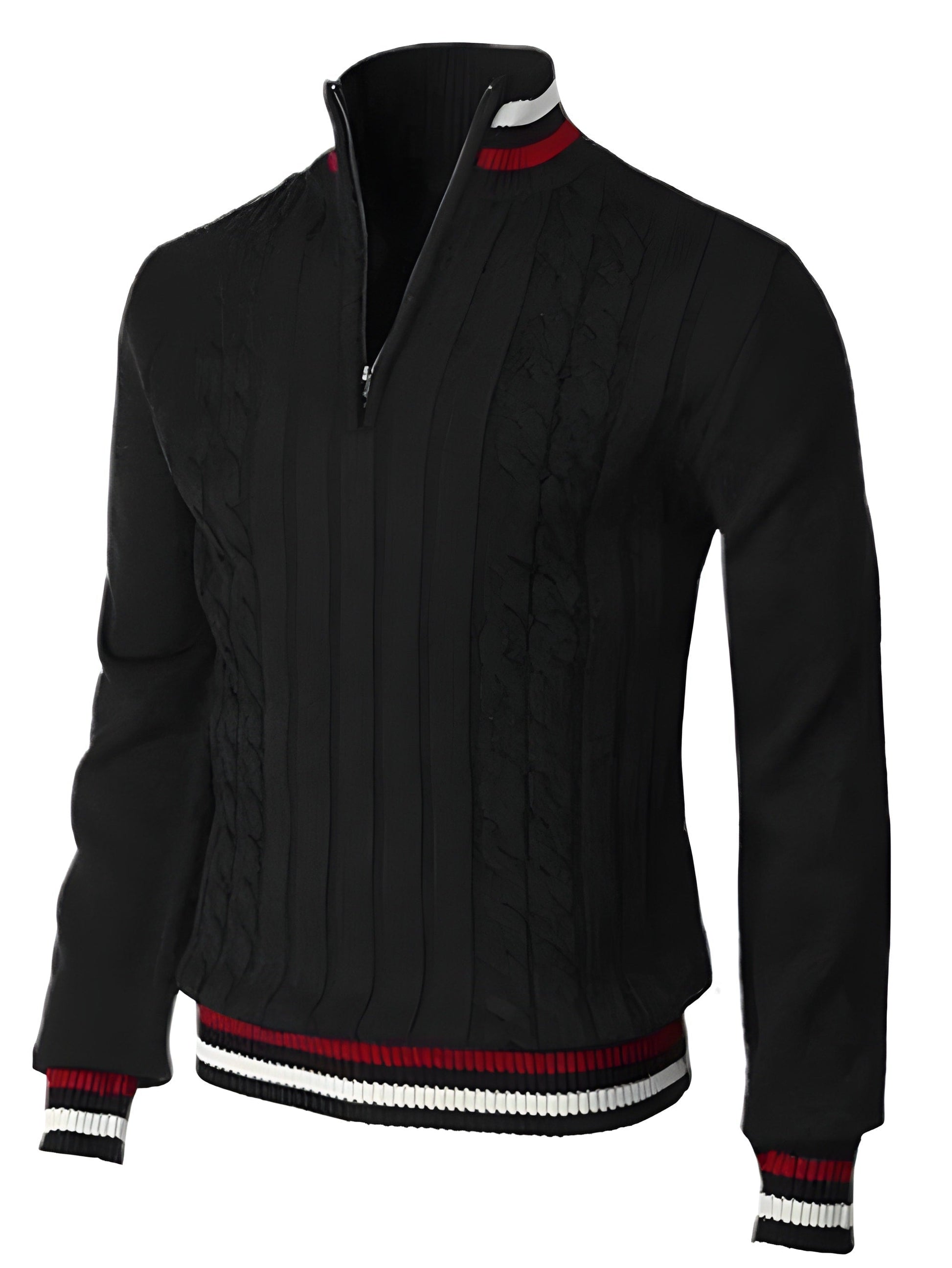 Herren - Pullover - Grob gestricktes - Polyester - Schmale Passform mit Reißverschlüssen für stilvolle Eleganz