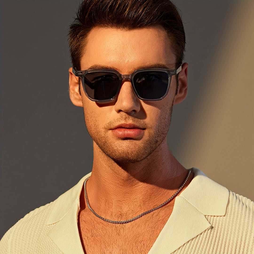 Herren-Sonnenbrille | Vintage Square Frame | Langlebig & leicht | Casual Eyewear