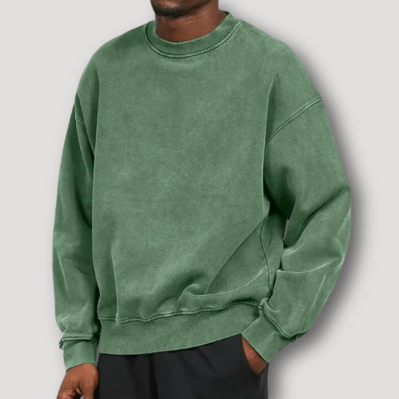 Vintage-inspirierter Relaxed Fit Pullover mit Rundhalsausschnitt und langen Ärmeln für Männer | Timo