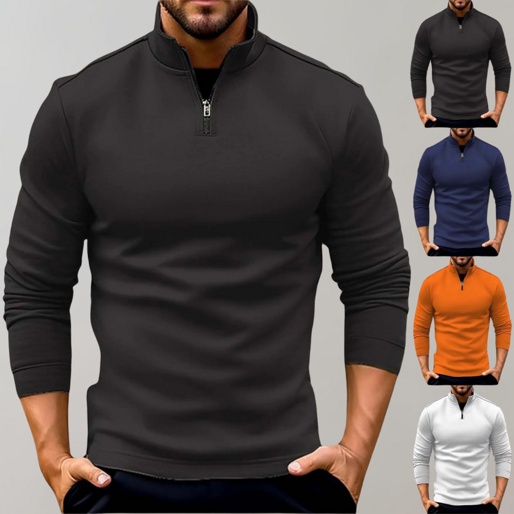 Schicker High-Collar-Pullover mit halbem Reißverschluss für Männer mit gemütlichem Komfort und modernem Stil | Jonathan
