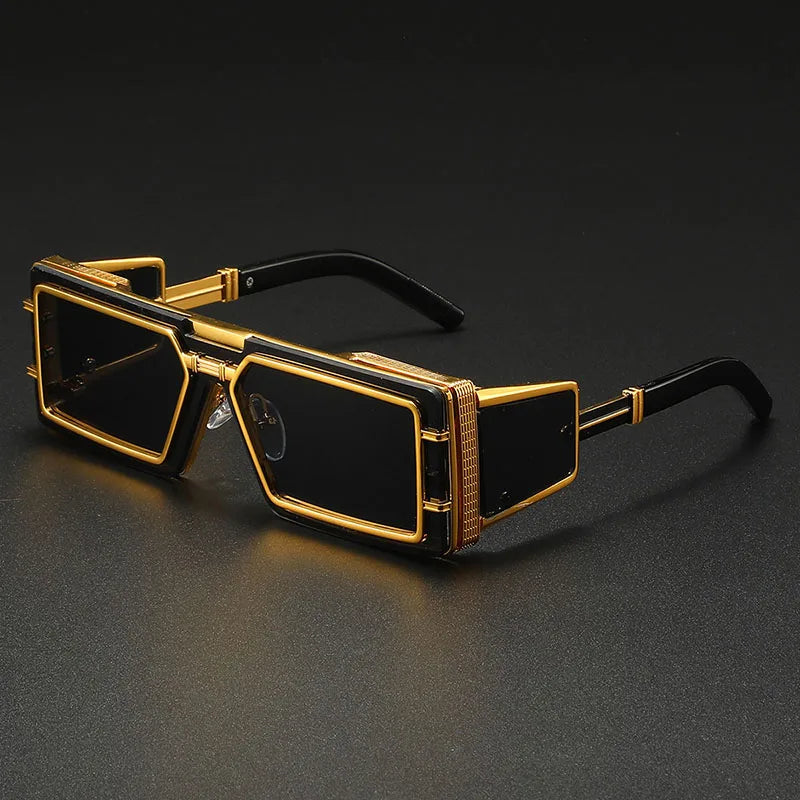 Herren-Sonnenbrille | Steampunk Square Design | Luxus Metall & UV Schutz | Vintage Style
