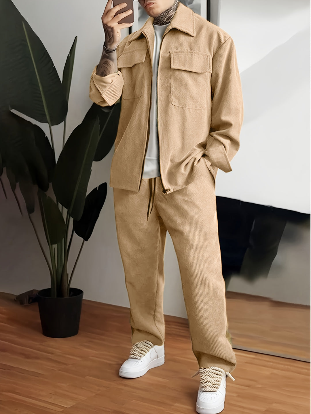 Herren Sport-Trainingsanzug | Gewebtes Polyester | Reißverschluss | Outdoor & Laufen